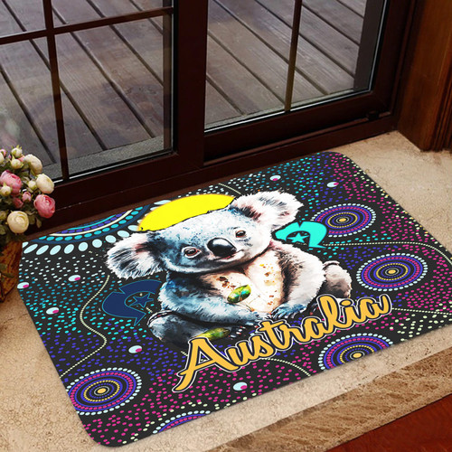 Australia Aboriginal Inspired Door Mat - Australian Dot Art Painting Mystical Dreaming Koala