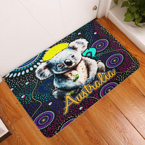 Australia Aboriginal Inspired Door Mat - Australian Dot Art Painting Mystical Dreaming Koala Australia Aboriginal Inspired Door Mat - Australian Dot Art Painting Mystical Dreaming Koala