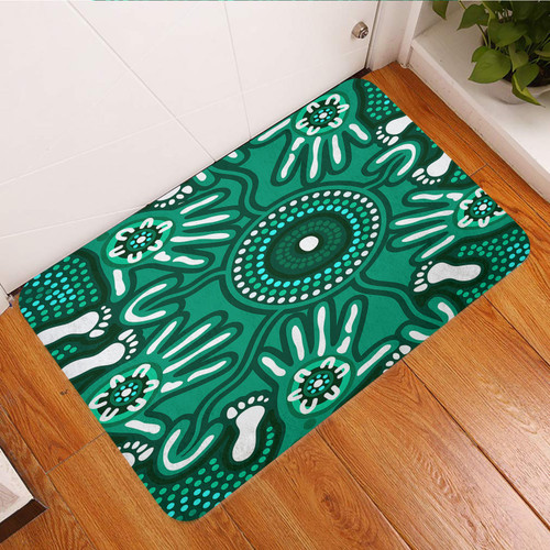 Australia Aboriginal Inspired Door Mat - Aboriginal Handprints And Footprints Artwork Australia Aboriginal Inspired Door Mat - Aboriginal Handprints And Footprints Artwork