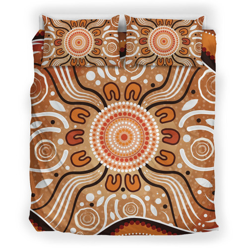 Australia Aboriginal Inspired Bedding Set - Aboriginal Connection Concept Artwork 01