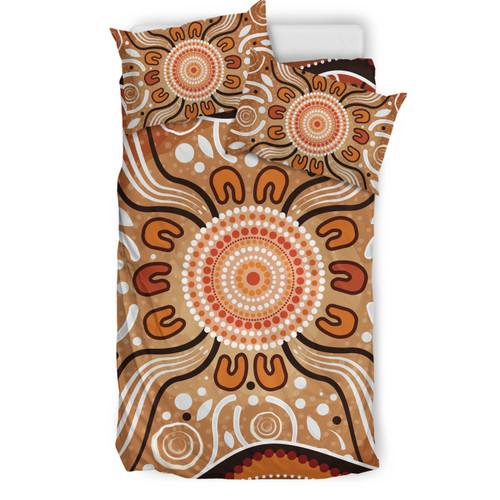Australia Aboriginal Inspired Bedding Set - Aboriginal Connection Concept Artwork 01