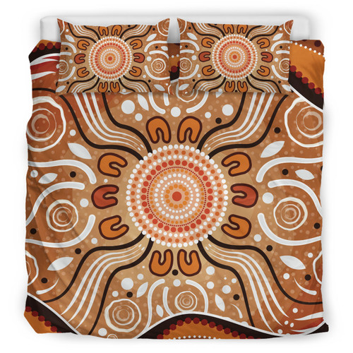 Australia Aboriginal Inspired Bedding Set - Aboriginal Connection Concept Artwork 01