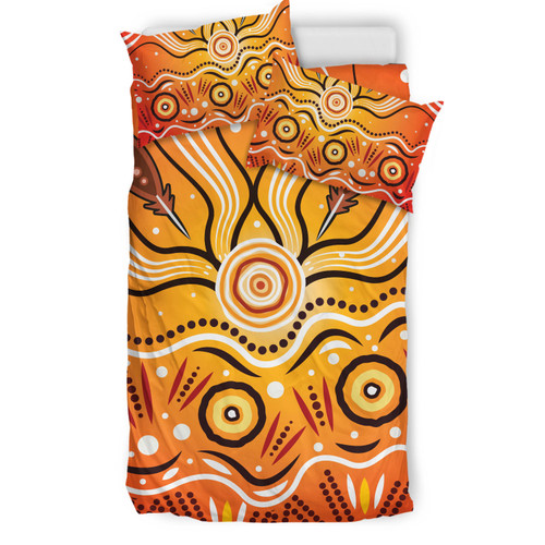 Australia Aboriginal Inspired Bedding Set - Aboriginal Connection Concept Artwork 02