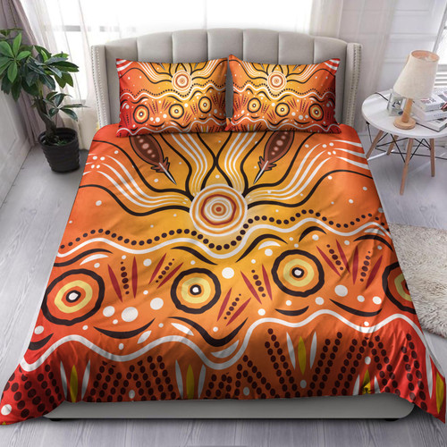 Australia Aboriginal Inspired Bedding Set - Aboriginal Connection Concept Artwork 02