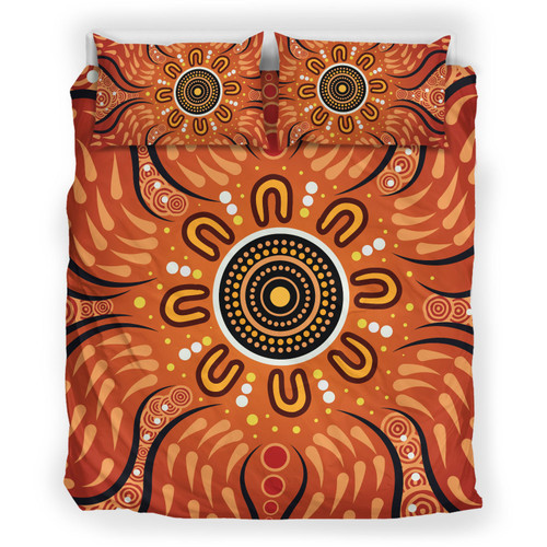 Australia Aboriginal Inspired Bedding Set - Aboriginal Connection Concept Artwork Color