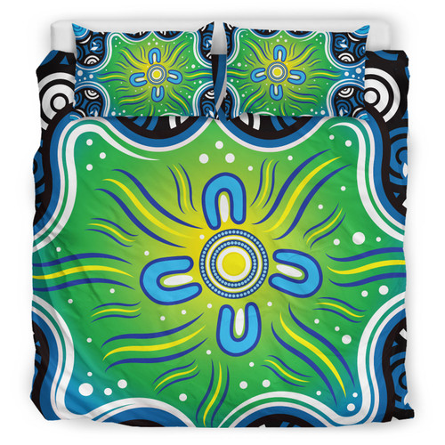 Australia Aboriginal Inspired Bedding Set - Aboriginal Connection Concept Artwork 03