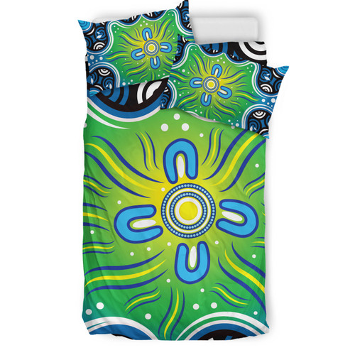 Australia Aboriginal Inspired Bedding Set - Aboriginal Connection Concept Artwork 03