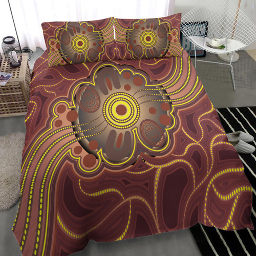 Australia Aboriginal Inspired Bedding Set - Aboriginal Connection Concept Artwork 04