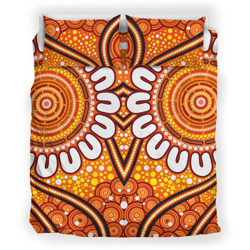 Australia Aboriginal Inspired Bedding Set - Aboriginal Connection Concept Artwork 07