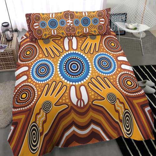 Australia Aboriginal Inspired Bedding Set - Aboriginal Connection Concept Artwork 08