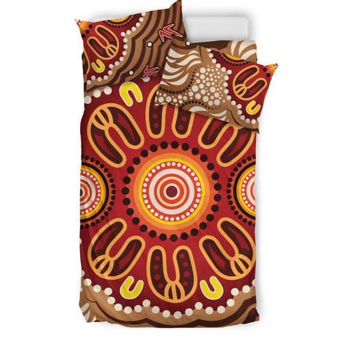 Australia Aboriginal Inspired Bedding Set - Aboriginal Connection Concept Artwork 09