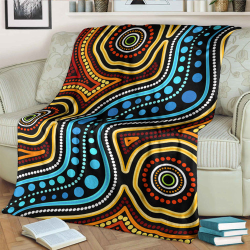 Australia Aboriginal Inspired Blanket - Aboriginal dot art river connection concept Australia Aboriginal Inspired Blanket - Aboriginal dot art river connection concept