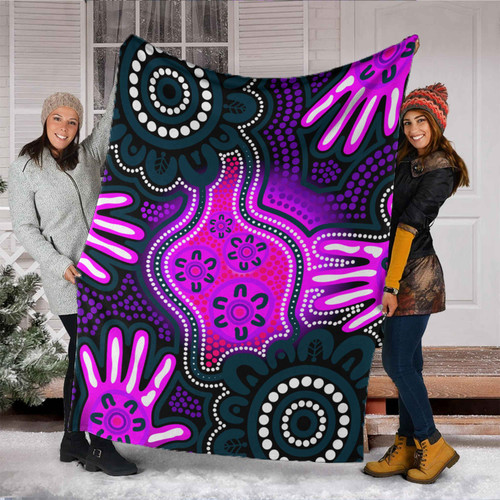 Australia Aboriginal Inspired Blanket - Aboriginal dot artwork with hands Australia Aboriginal Inspired Blanket - Aboriginal dot artwork with hands