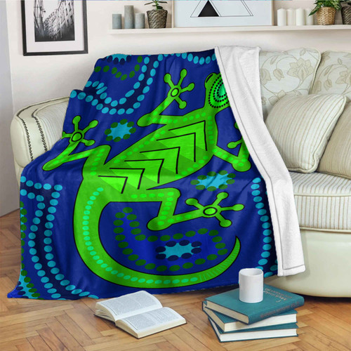 Australia Aboriginal Inspired Blanket - Aboriginal Dreamtime Lizard Australia Aboriginal Inspired Blanket - Aboriginal Dreamtime Lizard