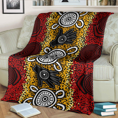 Australia Aboriginal Inspired Blanket - Aboriginal hand print artwork Australia Aboriginal Inspired Blanket - Aboriginal hand print artwork