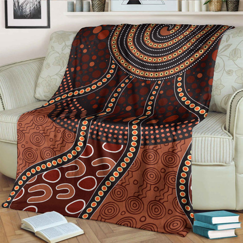 Australia Aboriginal Inspired Blanket - Aboriginal Midnight Dreamtime Australia Aboriginal Inspired Blanket - Aboriginal Midnight Dreamtime
