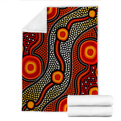 Australia Aboriginal Inspired Blanket - Aboriginal style of connection concept