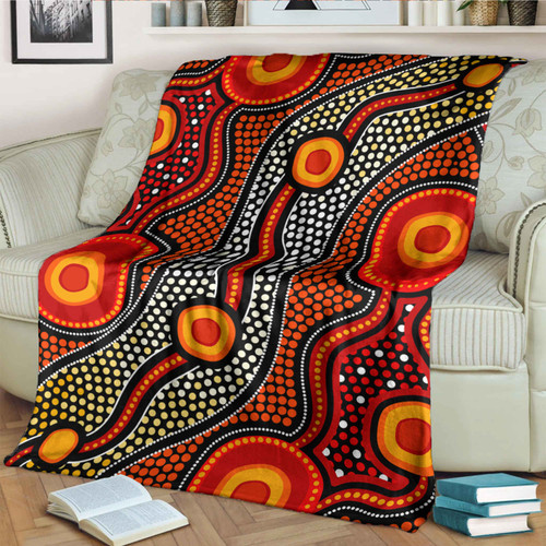 Australia Aboriginal Inspired Blanket - Aboriginal style of connection concept Australia Aboriginal Inspired Blanket - Aboriginal style of connection concept