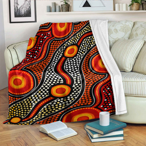 Australia Aboriginal Inspired Blanket - Aboriginal style of connection concept Australia Aboriginal Inspired Blanket - Aboriginal style of connection concept