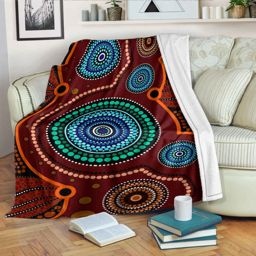 Australia Aboriginal Inspired Blanket - Aboriginal style of Indigenous dot art painting Australia Aboriginal Inspired Blanket - Aboriginal style of Indigenous dot art painting