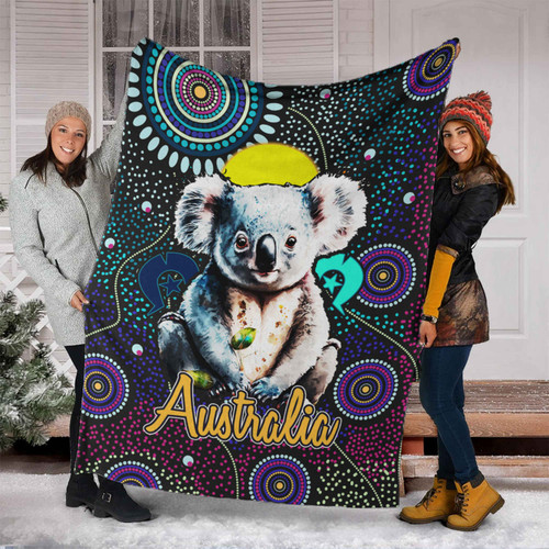 Australia Aboriginal Inspired Blanket - Australian koala dot art background Australia Aboriginal Inspired Blanket - Australian koala dot art background