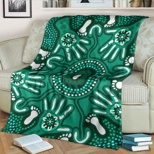 Australia Aboriginal Inspired Blanket - Brown Aboriginal Hand Print Artwork Australia Aboriginal Inspired Blanket - Brown Aboriginal Hand Print Artwork