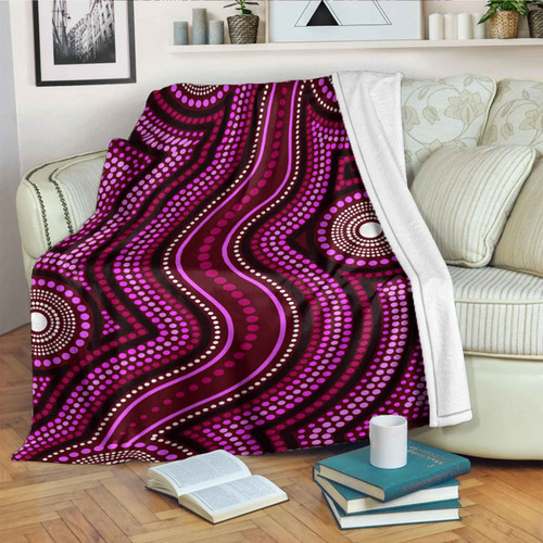 Australia Aboriginal Inspired Blanket - Dot art aboriginal blue background Australia Aboriginal Inspired Blanket - Dot art aboriginal blue background