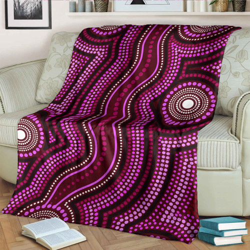 Australia Aboriginal Inspired Blanket - Dot art aboriginal blue background Australia Aboriginal Inspired Blanket - Dot art aboriginal blue background