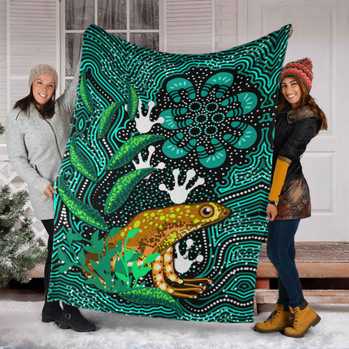 Australia Aboriginal Inspired Blanket - Dreaming Indigenous Frog Australia Aboriginal Inspired Blanket - Dreaming Indigenous Frog