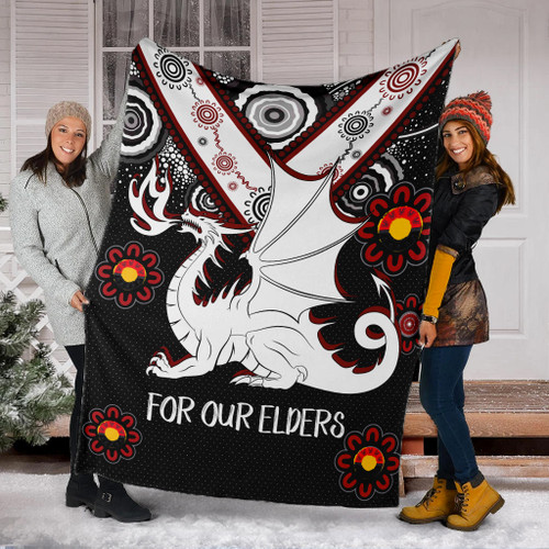 St. George Illawarra Dragons Naidoc Blanket - Custom For Our Elders Boomerangs Blanket