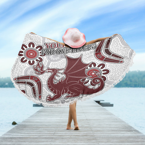 St. George Illawarra Dragons Naidoc Beach Blanket - Custom For Our Elders Boomerangs White Beach Blanket St. George Illawarra Dragons Naidoc Beach Blanket - Custom For Our Elders Boomerangs White Beach Blanket
