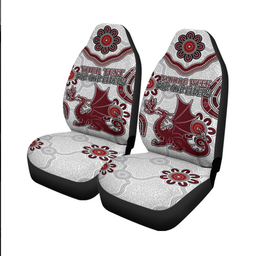 St. George Illawarra Dragons Naidoc Car Seat Covers - Custom For Our Elders Boomerangs White Car Seat Covers