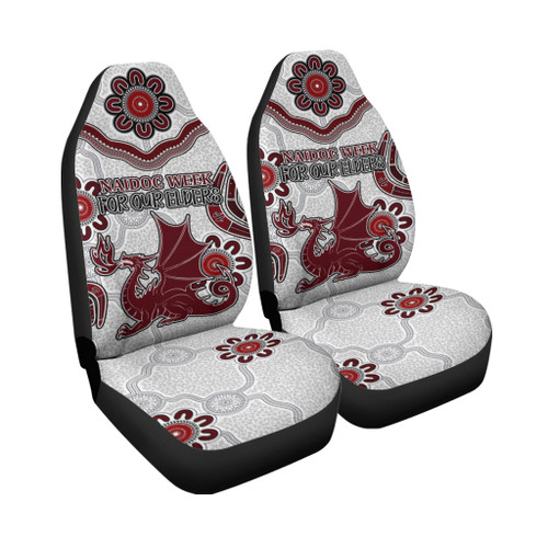 St. George Illawarra Dragons Naidoc Car Seat Covers - Custom For Our Elders Boomerangs White Car Seat Covers