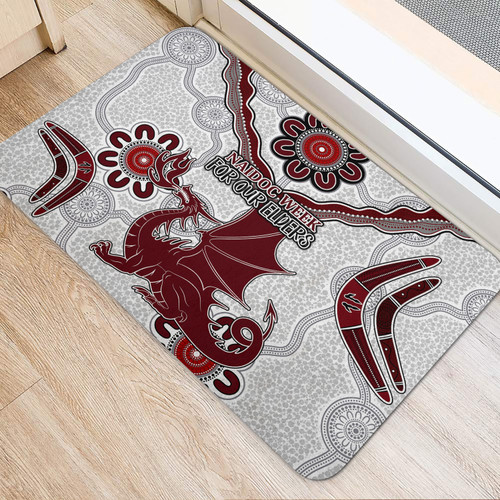 St. George Illawarra Dragons Naidoc Door Mat - Custom For Our Elders Boomerangs White Door Mat