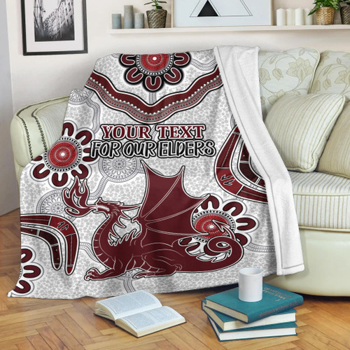 St. George Illawarra Dragons Naidoc Blanket - Custom For Our Elders Boomerangs White Blanket St. George Illawarra Dragons Naidoc Blanket - Custom For Our Elders Boomerangs White Blanket