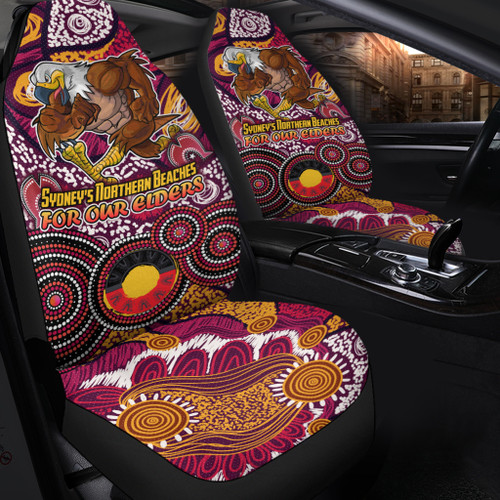 Manly Warringah Sea Eagles Naidoc Car Seat Covers - Custom For Our Elders Car Seat Covers Manly Warringah Sea Eagles Naidoc Car Seat Covers - Custom For Our Elders Car Seat Covers