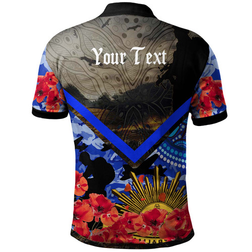 Australia Custom Polo Shirt - Anzac Poppy Aboriginal Inspired Polo Shirt Australia Custom Polo Shirt - Anzac Poppy Aboriginal Inspired Polo Shirt