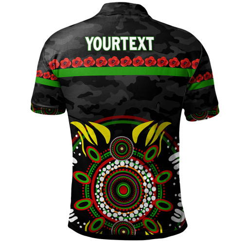 Australia Sydney Anzac Custom Polo Shirt - Poppies Rabbits and Aboriginal Inspired Polo Shirt