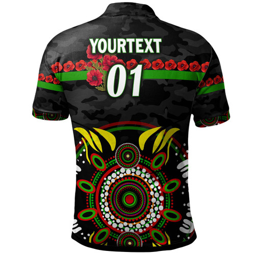 Australia Sydney Anzac Custom Polo Shirt - Poppies Rabbits and Aboriginal Inspired Polo Shirt