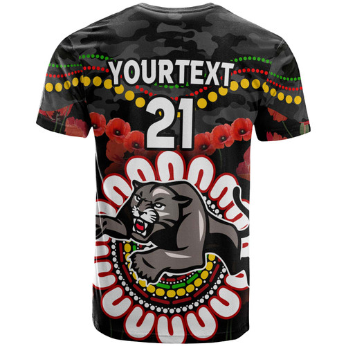 Penrith Panthers Anzac Custom T-shirt - Poppies Penrith Panthers and Aboriginal Inspired T-shirt Penrith Panthers Anzac Custom T-shirt - Poppies Penrith Panthers and Aboriginal Inspired T-shirt