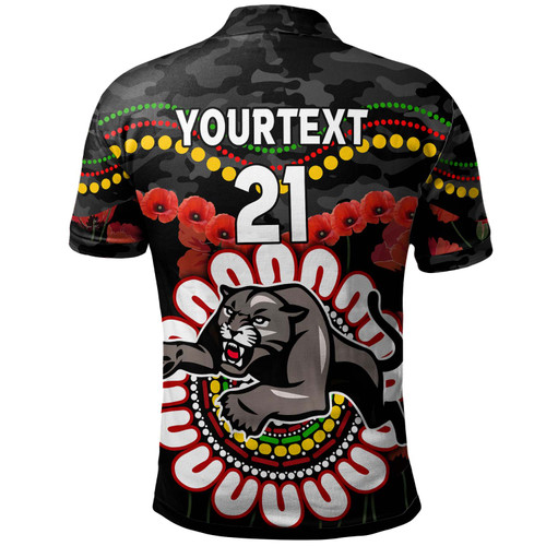 Penrith Panthers Anzac Custom Polo Shirt - Poppies Penrith Panthers and Aboriginal Inspired Polo Shirt Penrith Panthers Anzac Custom Polo Shirt - Poppies Penrith Panthers and Aboriginal Inspired Polo Shirt