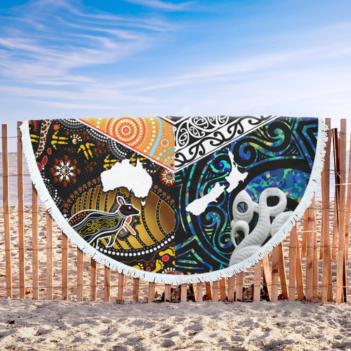 Australia Aboriginal Inspired Beach Blanket - Aotearoa and Australia Indigenous Culture Beach Blanket Australia Aboriginal Inspired Beach Blanket - Aotearoa and Australia Indigenous Culture Beach Blanket