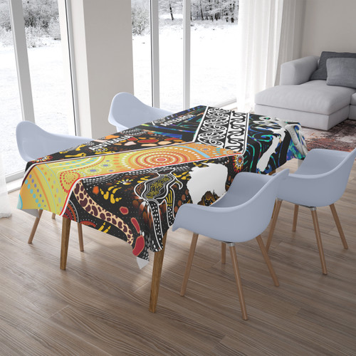 Australia Aboriginal Inspired Tablecloth - Aotearoa and Australia Indigenous Culture Australia Aboriginal Inspired Tablecloth - Aotearoa and Australia Indigenous Culture