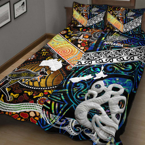 Australia Aboriginal Inspired Quilt Bed Set - Aotearoa and Australia Indigenous Culture Australia Aboriginal Inspired Quilt Bed Set - Aotearoa and Australia Indigenous Culture