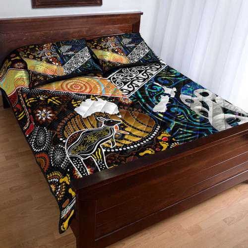 Australia Aboriginal Inspired Quilt Bed Set - Aotearoa and Australia Indigenous Culture Australia Aboriginal Inspired Quilt Bed Set - Aotearoa and Australia Indigenous Culture