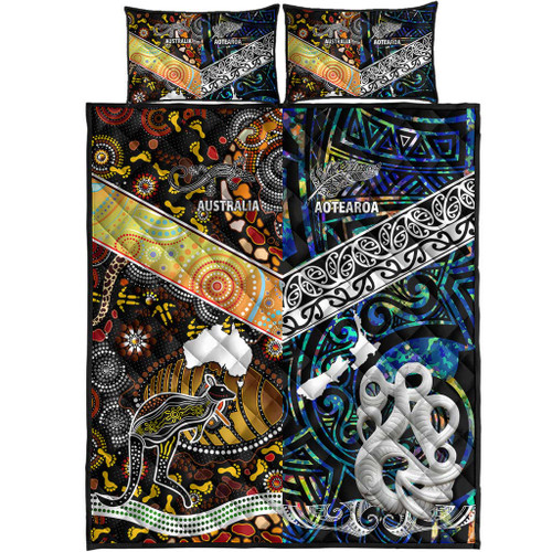 Australia Aboriginal Inspired Quilt Bed Set - Aotearoa and Australia Indigenous Culture Australia Aboriginal Inspired Quilt Bed Set - Aotearoa and Australia Indigenous Culture