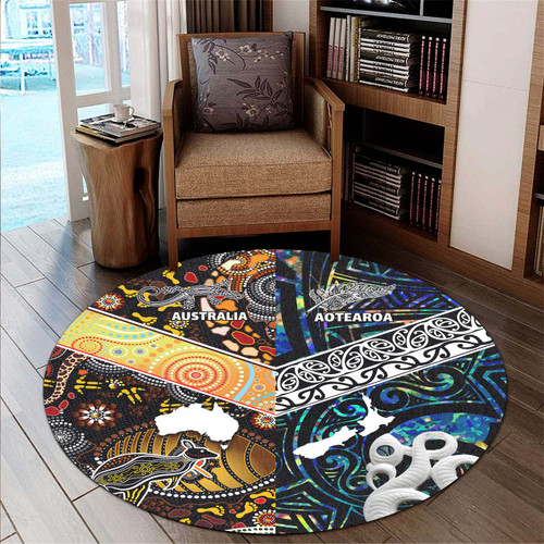 Australia Aboriginal Inspired Round Rug - Aotearoa and Australia Indigenous Culture Australia Aboriginal Inspired Round Rug - Aotearoa and Australia Indigenous Culture