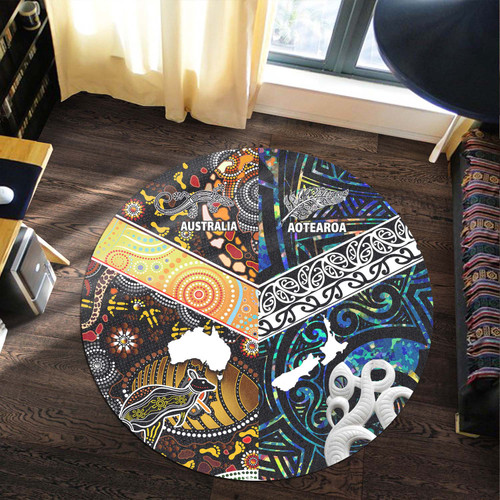 Australia Aboriginal Inspired Round Rug - Aotearoa and Australia Indigenous Culture Australia Aboriginal Inspired Round Rug - Aotearoa and Australia Indigenous Culture