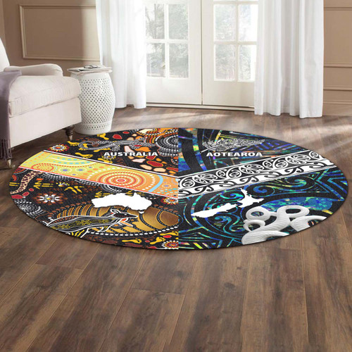 Australia Aboriginal Inspired Round Rug - Aotearoa and Australia Indigenous Culture Australia Aboriginal Inspired Round Rug - Aotearoa and Australia Indigenous Culture