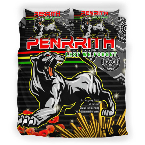 Penrith Panthers Anzac Custom Inspired Bedding Set - Penrith Panthers with Poppy Flower Art Cap Penrith Panthers Anzac Custom Inspired Bedding Set - Penrith Panthers with Poppy Flower Art Cap